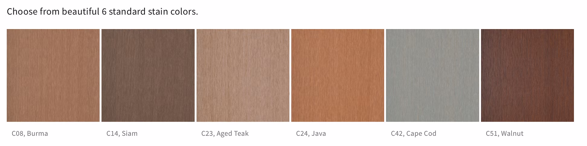 Beautiful 6 standard stain colors